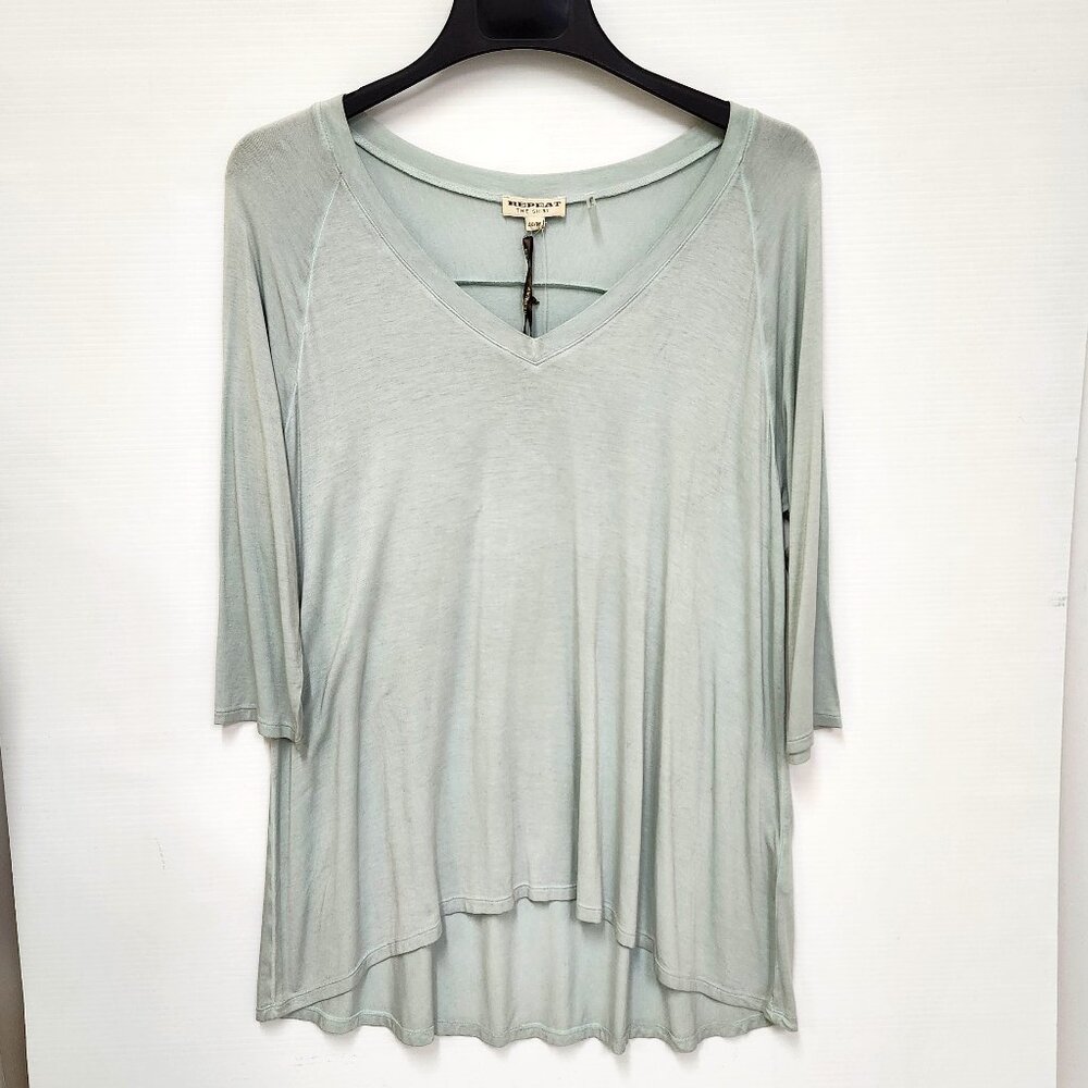 Repeat Women's Seafoam Green V-Neck Top W/Elbow Length Sleeves Size M